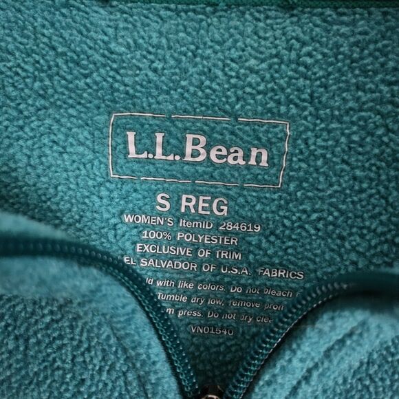 L.L. Bean Fleece Jacket WOMEN'S S Lightweight Fitted Full Zip Long Sleeve Teal - Picture 5 of 6